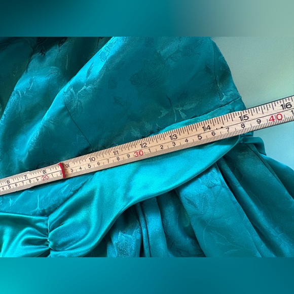 VINTAGE 80s Prom Dress Teal with Big Booty Bow - Medium OOAK HANDMADE - Picture 8 of 8